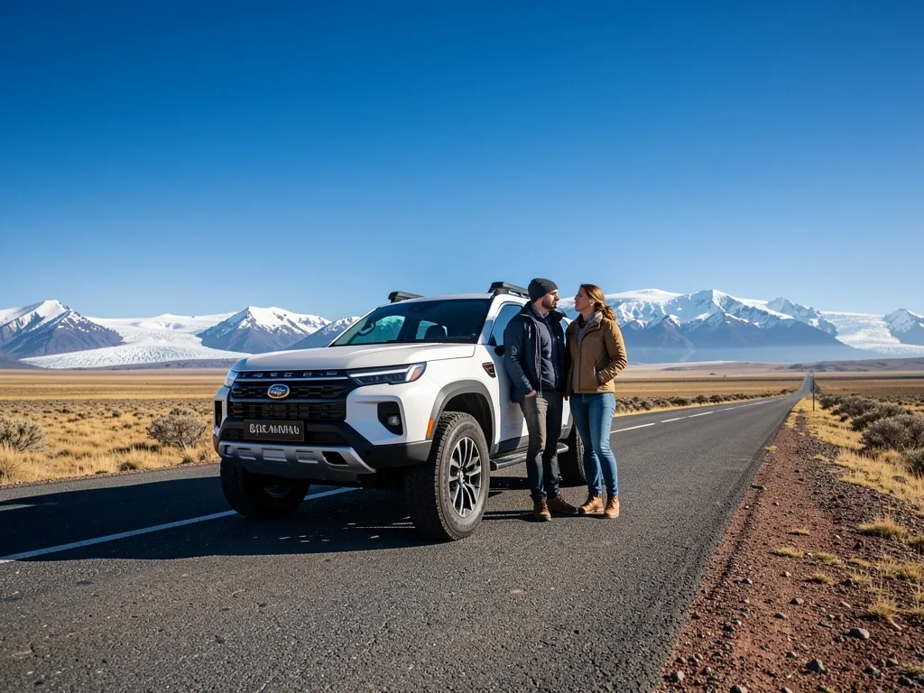 Pareja iniciando su viaje por la Patagonia